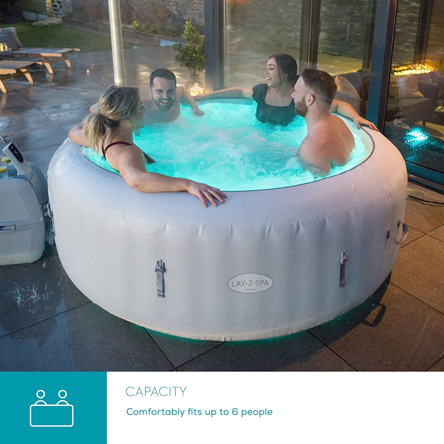 LayZSpa Paris (2021) Hot Tub with Built In LED Lights